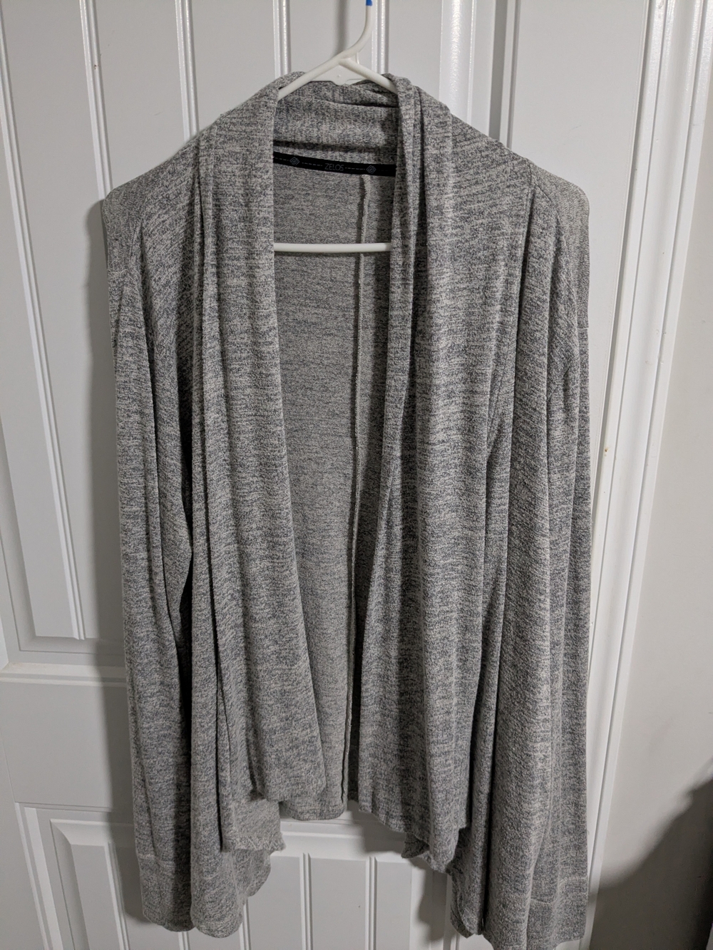 ZELOS Heather Gray Open-Front Draped Cardigan